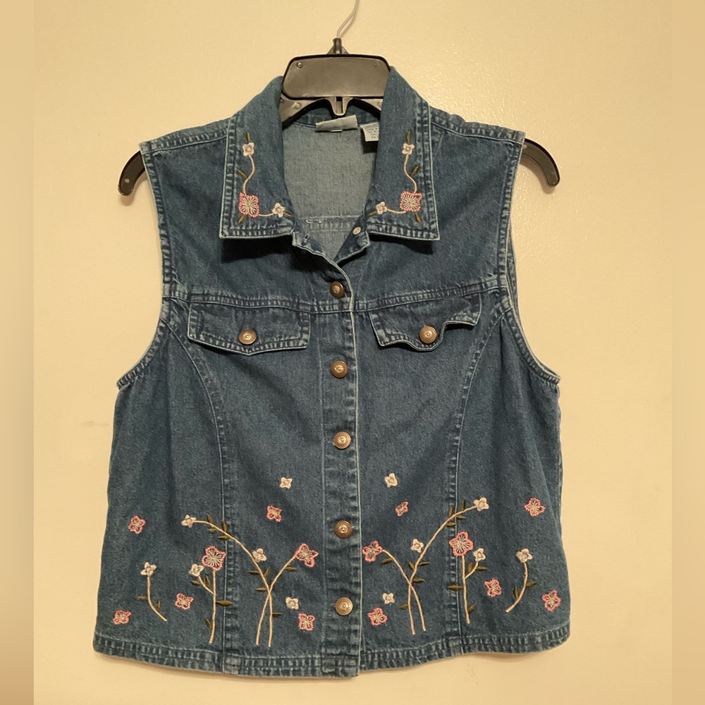 Y2K Blue Jean Embroidered Vest